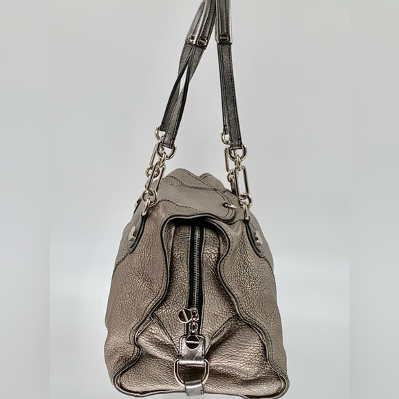 Pristine Borbonese Authentic Leather Bag w/Silver Chain Shoulder Staps - Picture 5 of 16